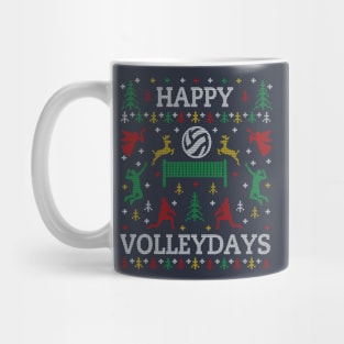 Funny Happy Volleydays Volleyball Ugly Christmas Sweater Party Mug